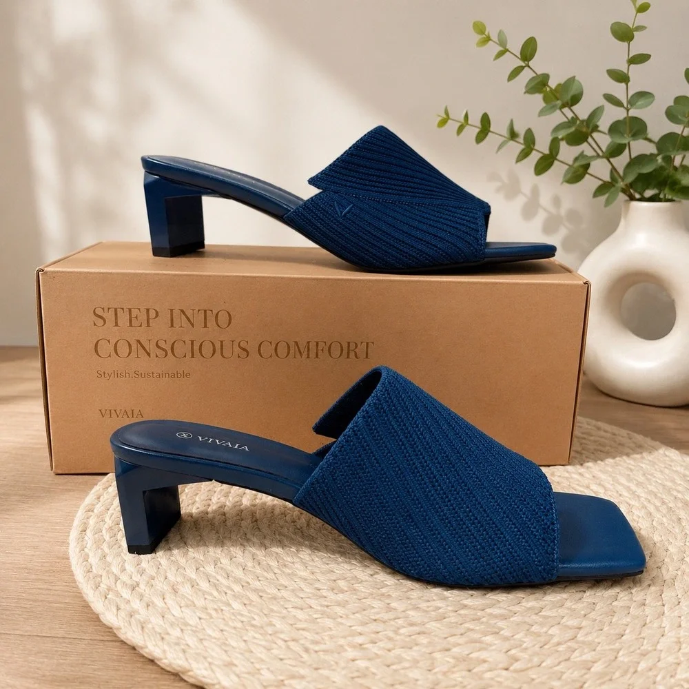 VIVAIA Denim Blue Knit Mule Heels | EU 40 / US 9 - Picture 5 of 8